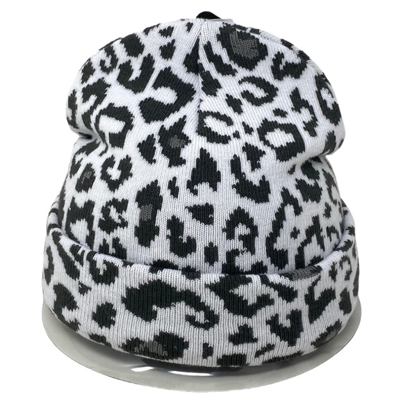 VANS Kids Snow Leopard Beanie Black Gray White Knit Hat One Size VN00036UBDS - Picture 1 of 4